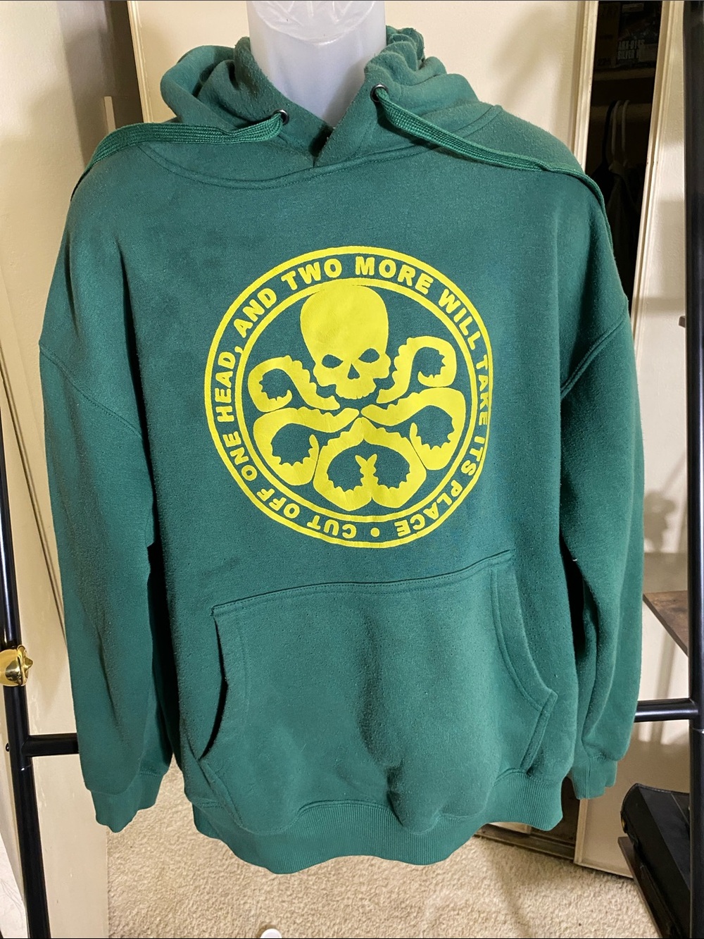 Green Crewneck Sweatshirt with Yellow Hydra Skull Emblem MARVEL